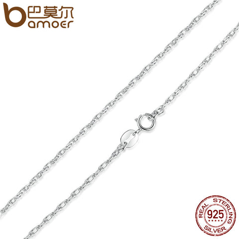 BAMOER Free Shipping 925 Sterling Silver Adjustable Basic Chain Necklace Lobster Clasp Simple Fashion Necklace Jewelry SCA002-45