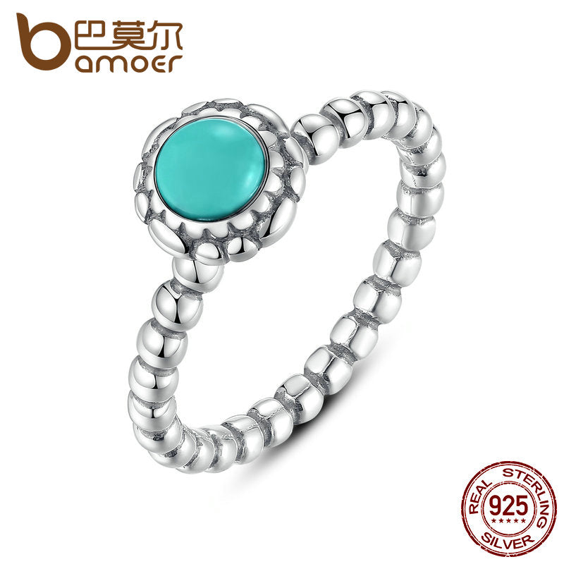 BAMOER Birthday Blooms Ring December  Stone Stackable Bubble Ring 100% 925 Sterling Silver Jewelry PA7162