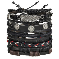 17KM Fashion Leaves Owl Leather Charm Bracelets Set For Men Women Wristband Infinity Multiple Bracelet Bangles Party Jewelry