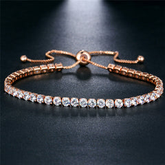 17KM Fashion Round Tennis Bracelets For Women Rose Gold Silver Color Cubic Zirconia Charm Bracelet & Bangles Jewelry Party Gift