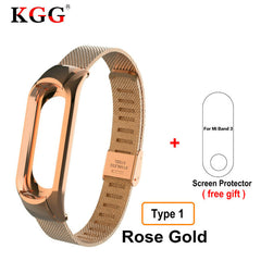 Screwless Metal Strap & Genuine Leather Strap For Original Xiaomi Mi band 3 Steel Strap OLED Display Smart Bracelet Wristbands